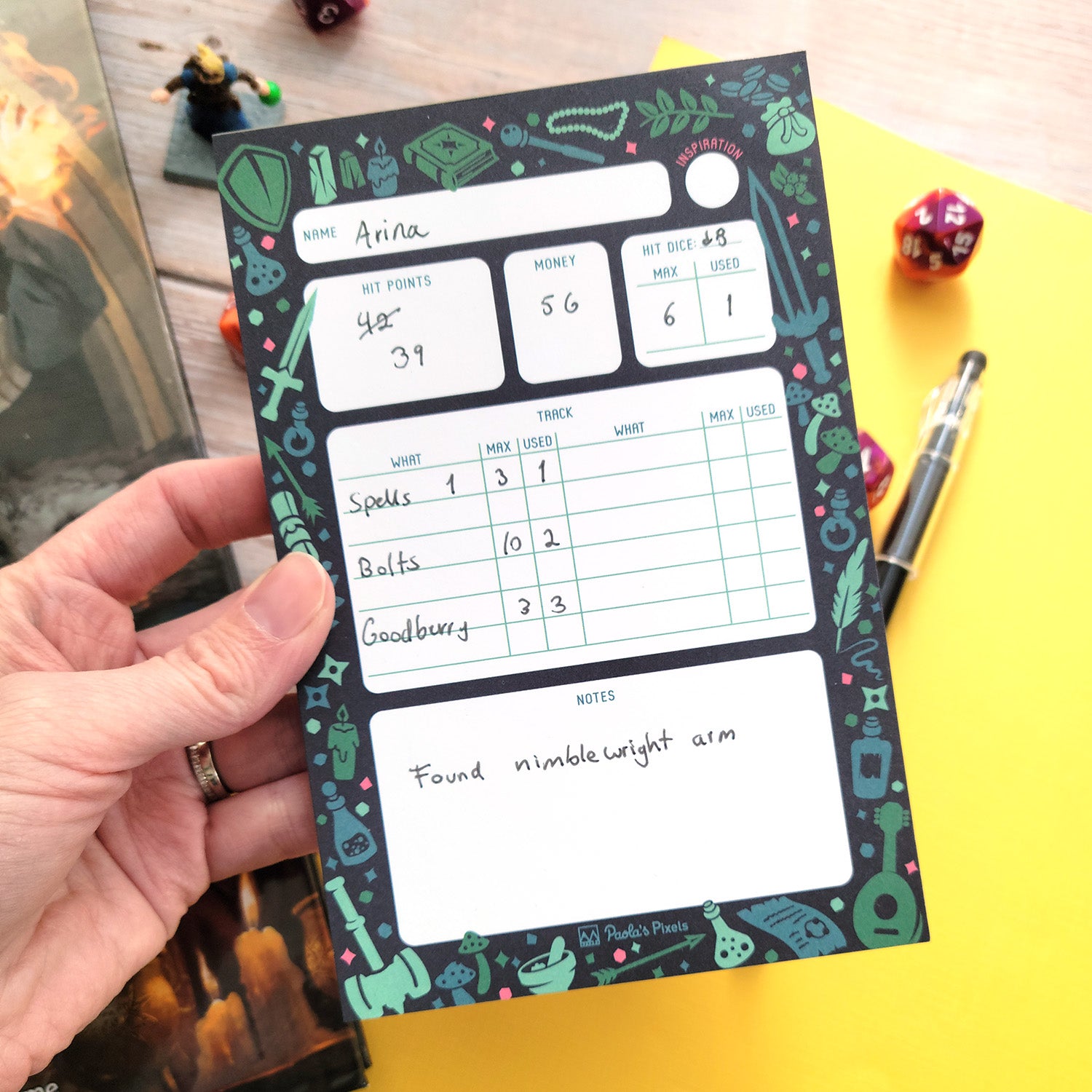 Dungeon Academia Players Pad - Geeky merchandise for people who play D&D - Merch to wear and cute accessories and stationery Paola's Pixels