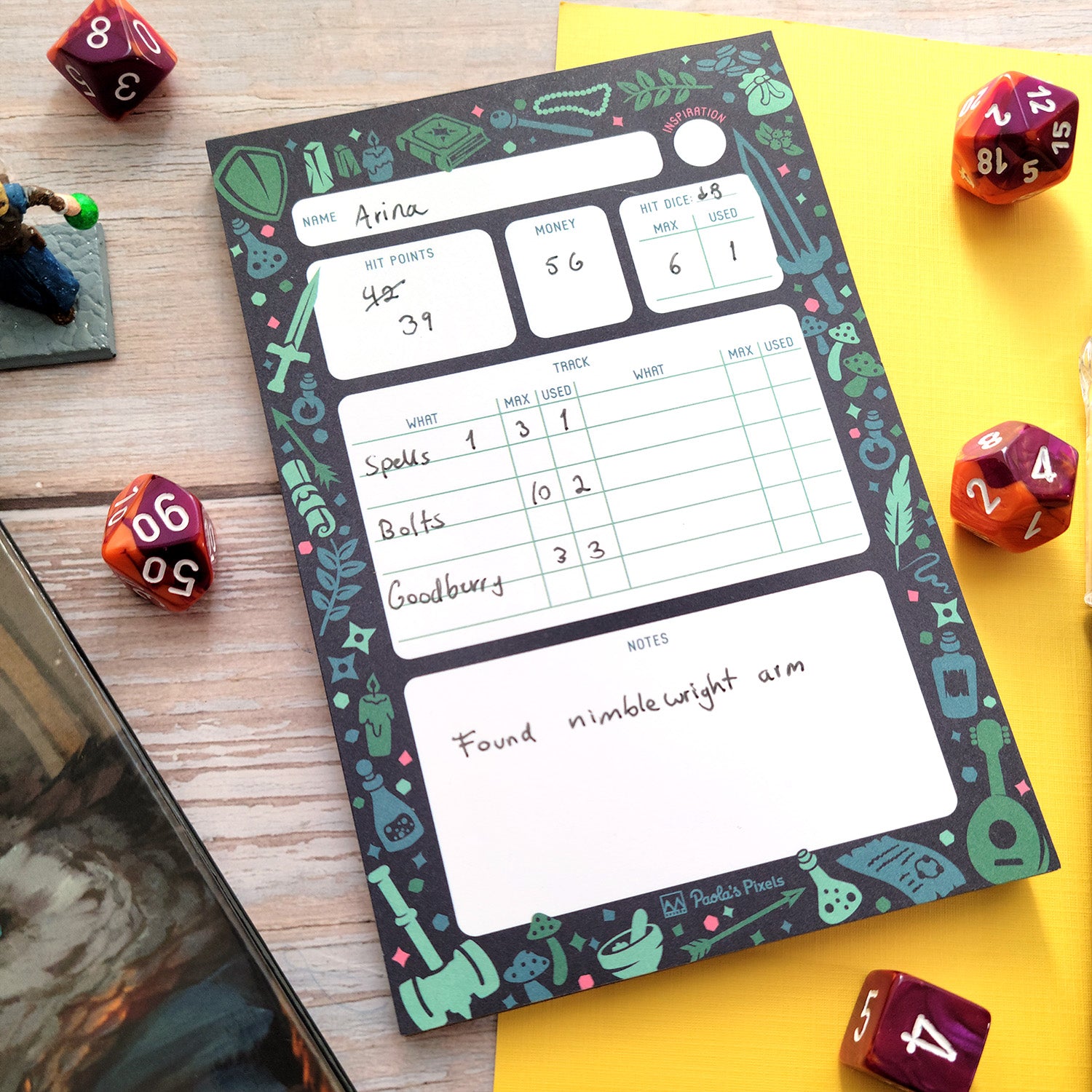 Dungeon Academia Players Pad - Geeky merchandise for people who play D&D - Merch to wear and cute accessories and stationery Paola's Pixels