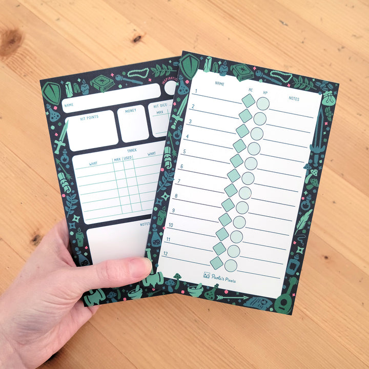 Dungeon Academia Initiative Pad - Geeky merchandise for people who play D&D - Merch to wear and cute accessories and stationery Paola's Pixels