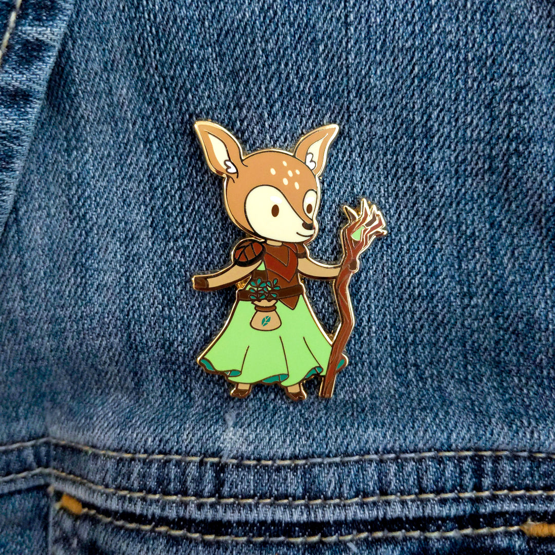 Seconds sale! Deer Druid Enamel Pin - Geeky merchandise for people who play D&D - Merch to wear and cute accessories and stationery Paola's Pixels