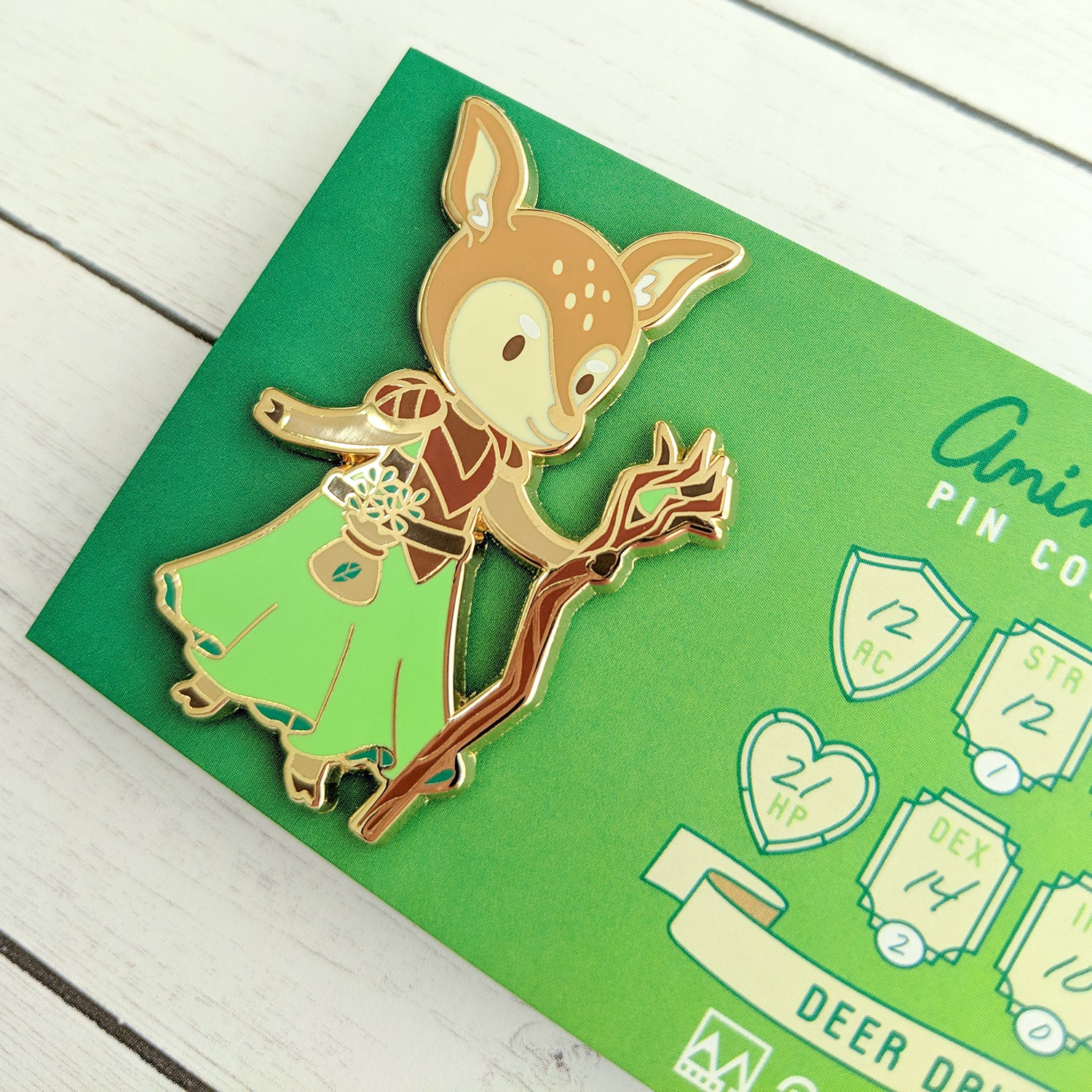 Deer Druid Enamel Pin - Geeky merchandise for people who play D&D - Merch to wear and cute accessories and stationery Paola's Pixels