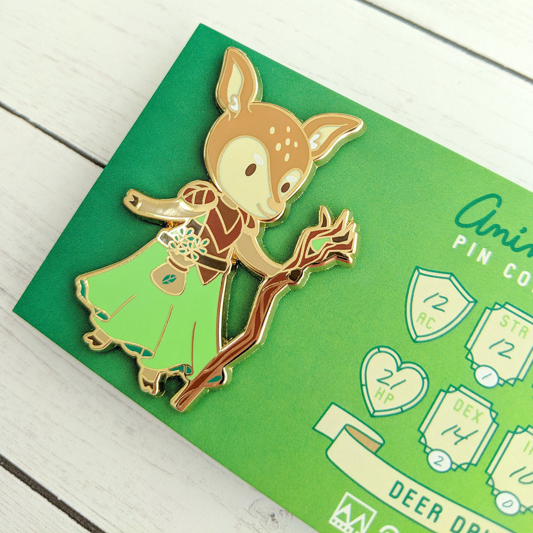 Seconds sale! Deer Druid Enamel Pin - Geeky merchandise for people who play D&D - Merch to wear and cute accessories and stationery Paola's Pixels