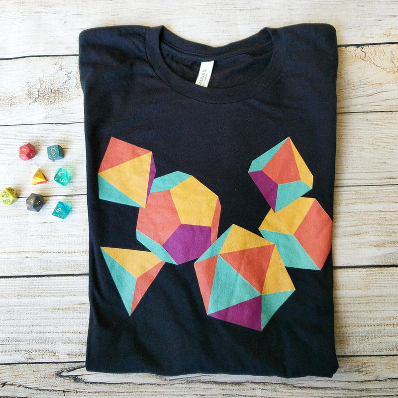 Colorful Dice Shirt - Geeky merchandise for people who play D&D - Merch to wear and cute accessories and stationery Paola&