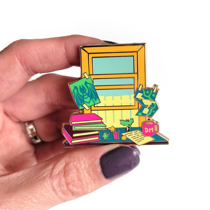 Seconds Sale! Game Master Window Pin - Geeky merchandise for people who play D&D - Merch to wear and cute accessories and stationery Paola's Pixels