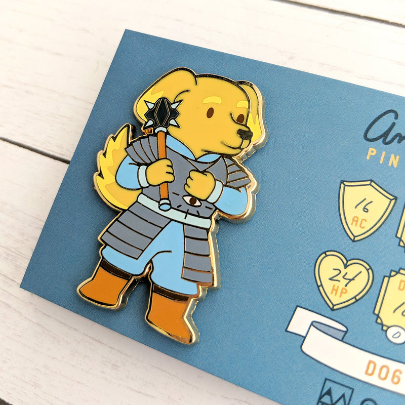 Dog Cleric Enamel Pin - Geeky merchandise for people who play D&D - Merch to wear and cute accessories and stationery Paola&