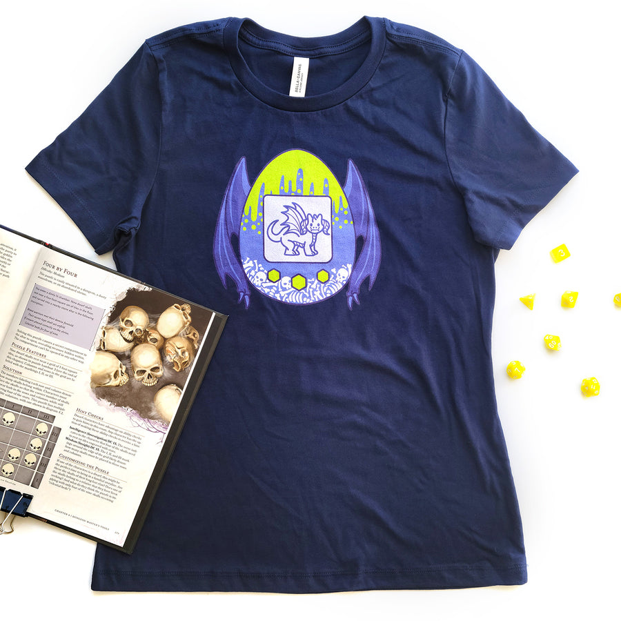Dragon Tamagotchi Women's Shirt - Geeky merchandise for people who play D&D - Merch to wear and cute accessories and stationery Paola's Pixels