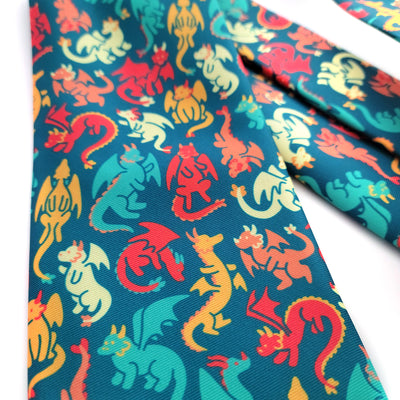 Dragons Tie - Geeky merchandise for people who play D&D - Merch to wear and cute accessories and stationery Paola's Pixels