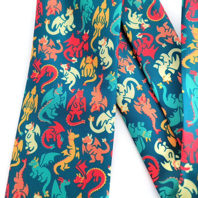 Dragons Tie - Geeky merchandise for people who play D&D - Merch to wear and cute accessories and stationery Paola&