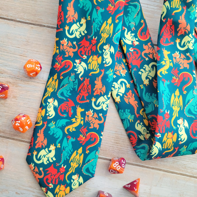 Dragons Tie - Geeky merchandise for people who play D&D - Merch to wear and cute accessories and stationery Paola&