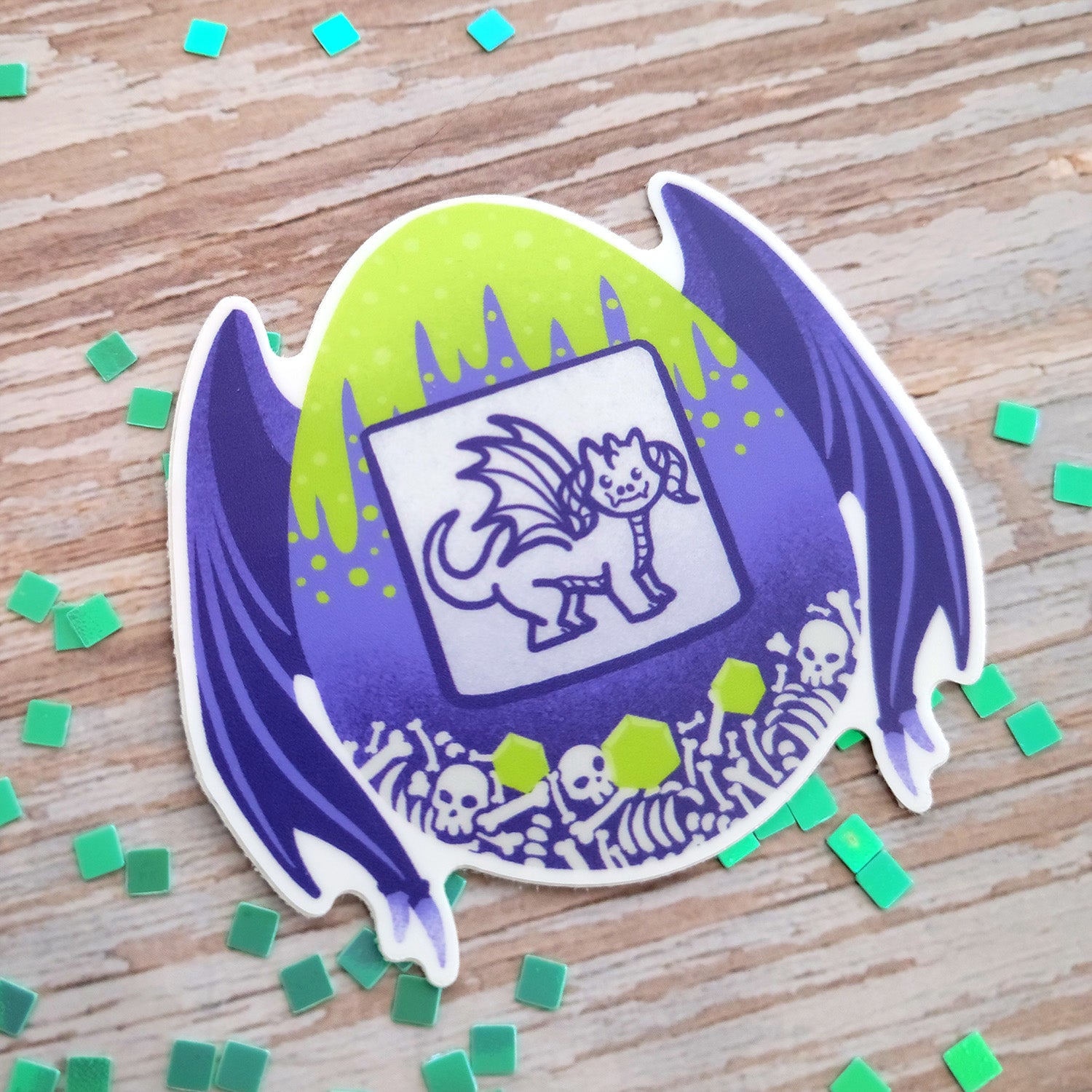 Dragon Tamagotchi Sticker - Geeky merchandise for people who play D&D - Merch to wear and cute accessories and stationery Paola's Pixels