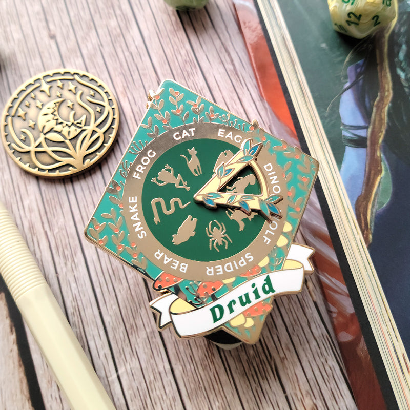 Chaotic Druid Wild Shape Spinner Enamel Pin - Geeky merchandise for people who play D&D - Merch to wear and cute accessories and stationery Paola&