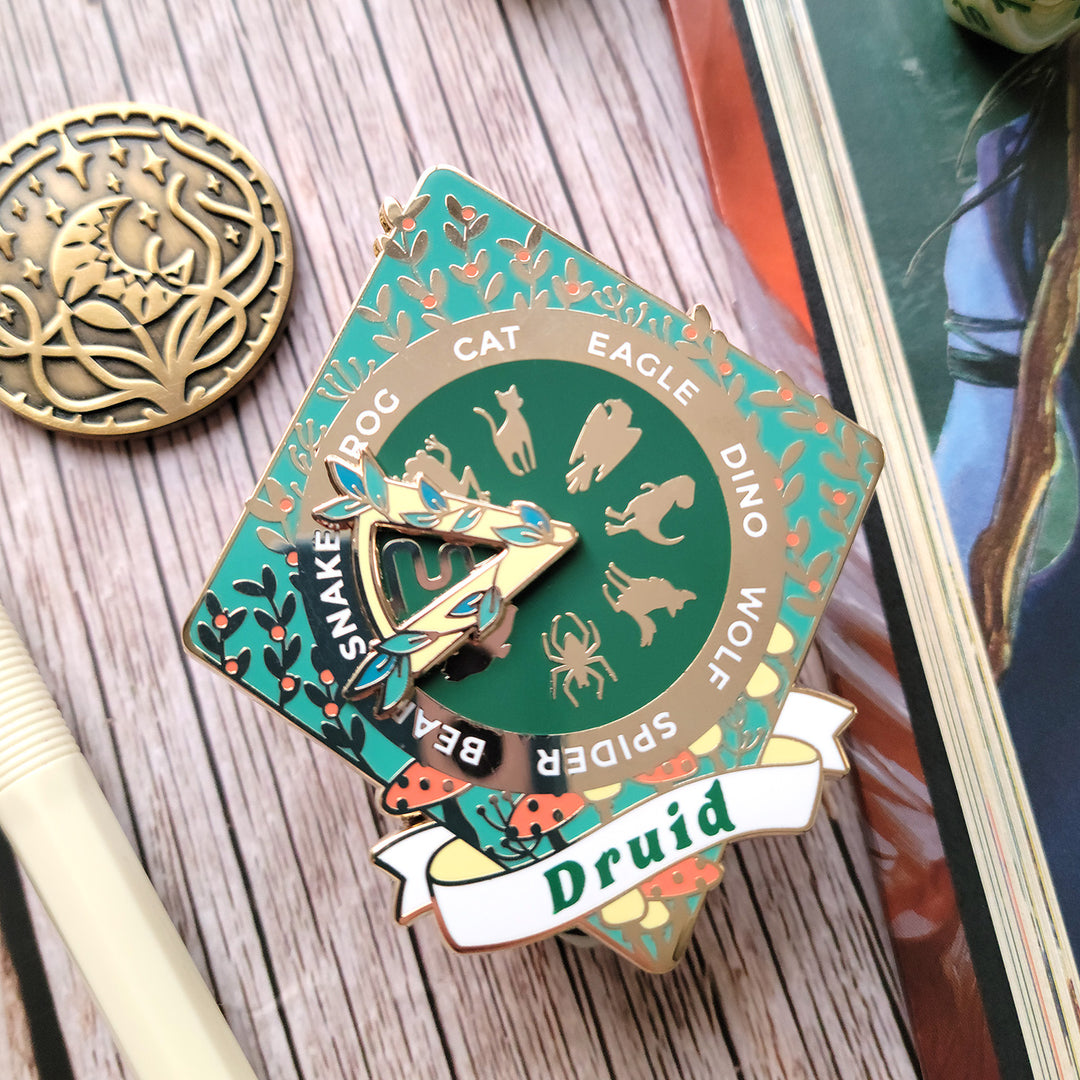 Chaotic Druid Wild Shape Spinner Enamel Pin - Geeky merchandise for people who play D&D - Merch to wear and cute accessories and stationery Paola's Pixels