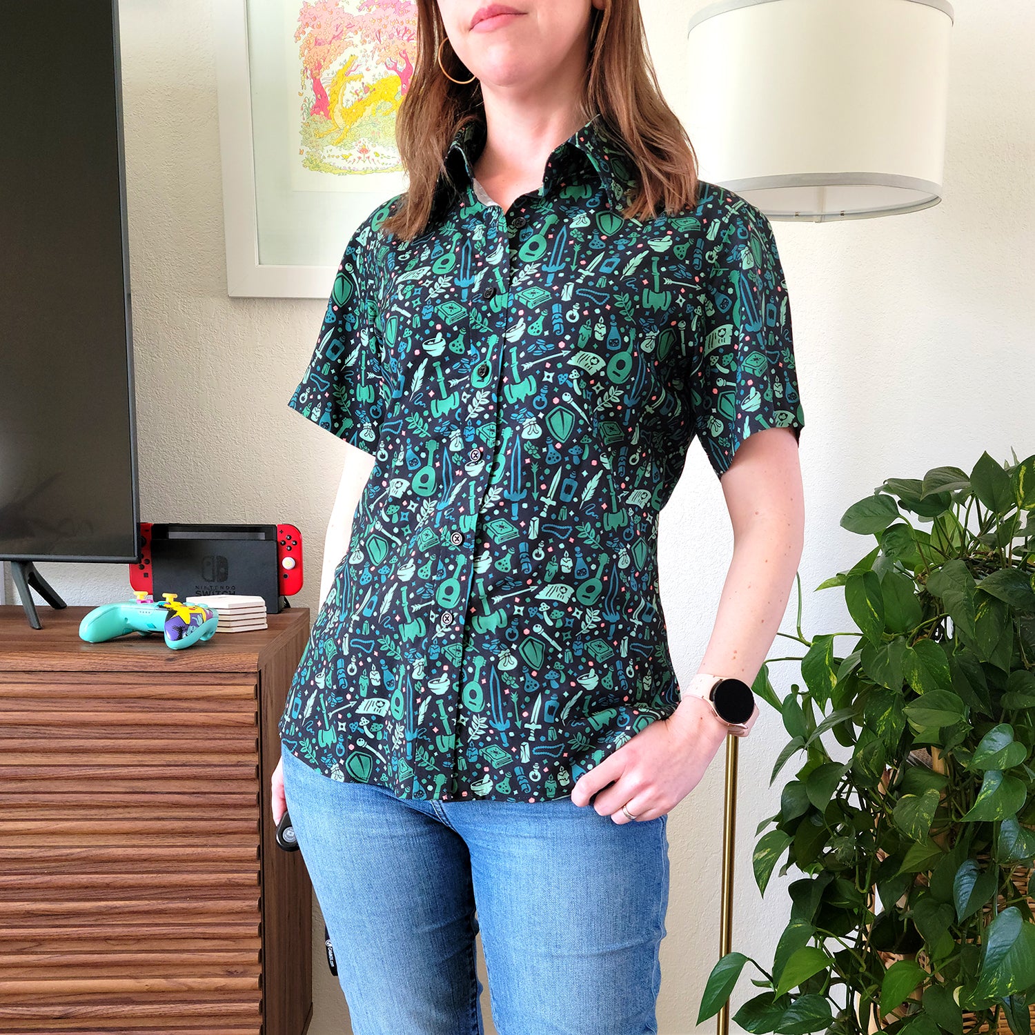 Dungeon Academia Women's Button Up - Geeky merchandise for people who play D&D - Merch to wear and cute accessories and stationery Paola's Pixels