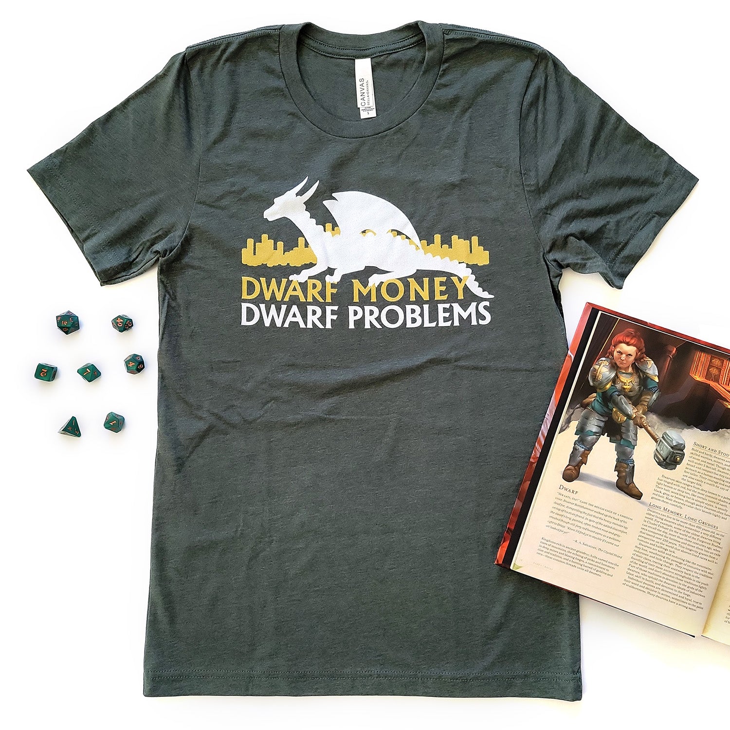 Dwarf Money Dwarf Problems Shirt - Geeky merchandise for people who play D&D - Merch to wear and cute accessories and stationery Paola's Pixels