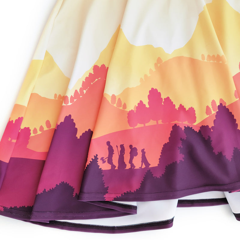Fall Adventure Landscape Skater Skirt - Geeky merchandise for people who play D&D - Merch to wear and cute accessories and stationery Paola&
