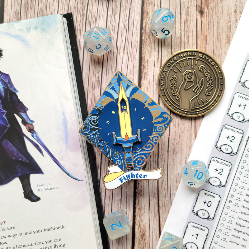 Fighter Second Wind Spinner Enamel Pin - Geeky merchandise for people who play D&D - Merch to wear and cute accessories and stationery Paola&