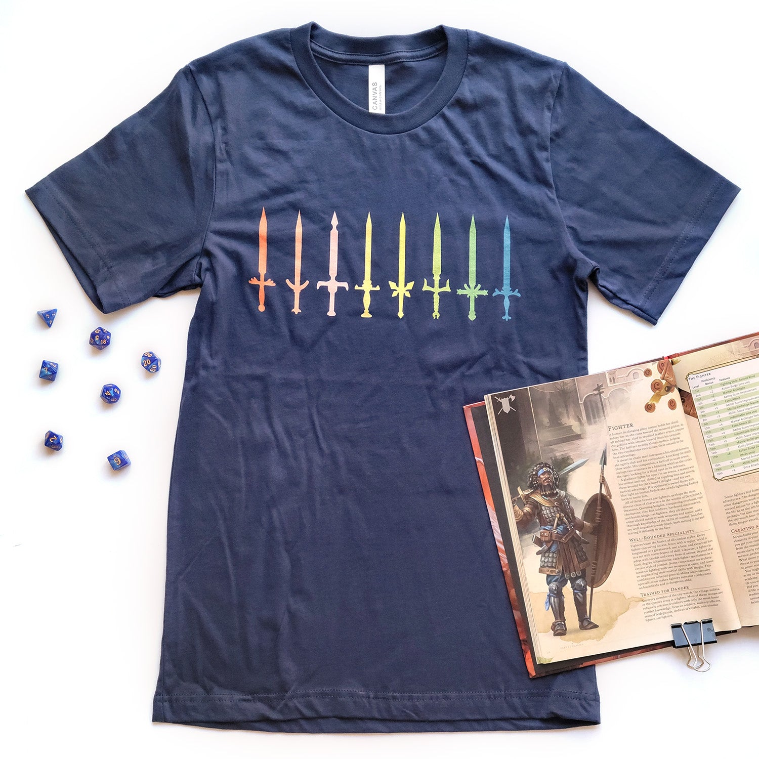 Fighter Swords Shirt - Geeky merchandise for people who play D&D - Merch to wear and cute accessories and stationery Paola's Pixels