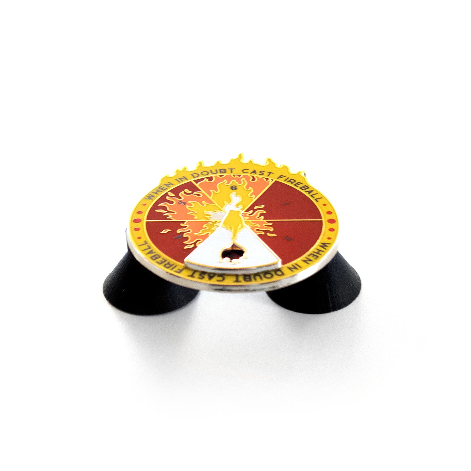 Fireball Spinner Pin - Geeky merchandise for people who play D&D - Merch to wear and cute accessories and stationery Paola's Pixels