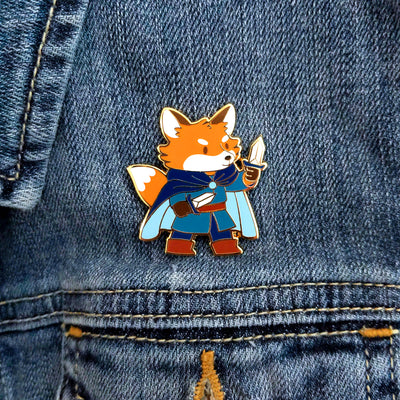 Fox Rogue Enamel Pin - Geeky merchandise for people who play D&D - Merch to wear and cute accessories and stationery Paola's Pixels
