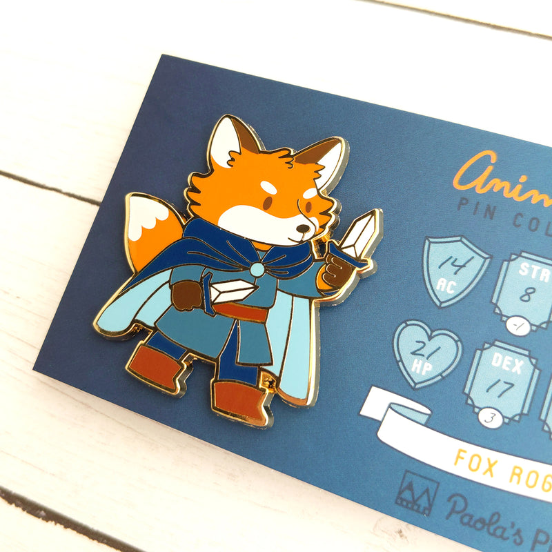 Fox Rogue Enamel Pin - Geeky merchandise for people who play D&D - Merch to wear and cute accessories and stationery Paola&