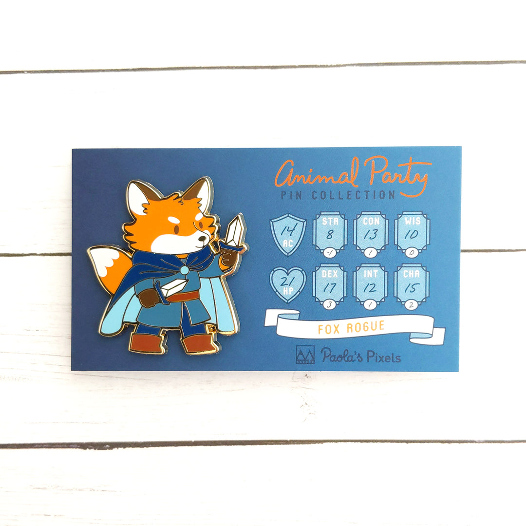 Seconds sale! Fox Rogue Enamel Pin - Geeky merchandise for people who play D&D - Merch to wear and cute accessories and stationery Paola's Pixels
