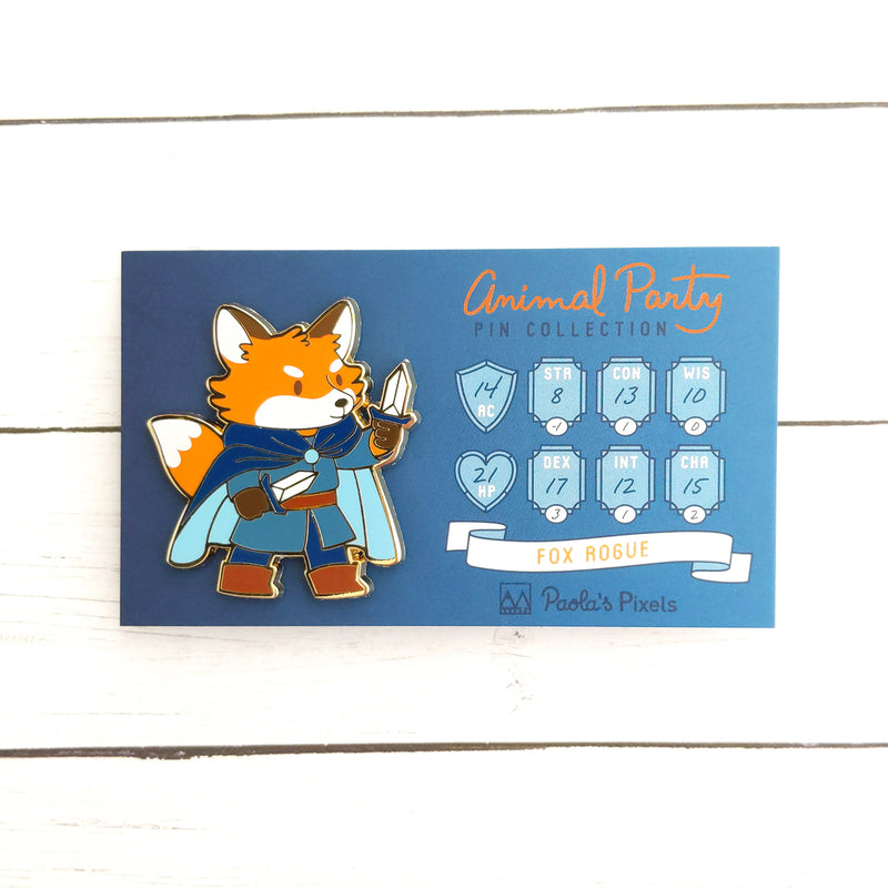 Seconds sale! Fox Rogue Enamel Pin - Geeky merchandise for people who play D&D - Merch to wear and cute accessories and stationery Paola&
