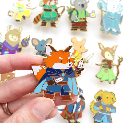 Fox Rogue Enamel Pin - Geeky merchandise for people who play D&D - Merch to wear and cute accessories and stationery Paola's Pixels