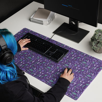 Purple Dungeon Academia desk mat - Geeky merchandise for people who play D&D - Merch to wear and cute accessories and stationery Paola's Pixels