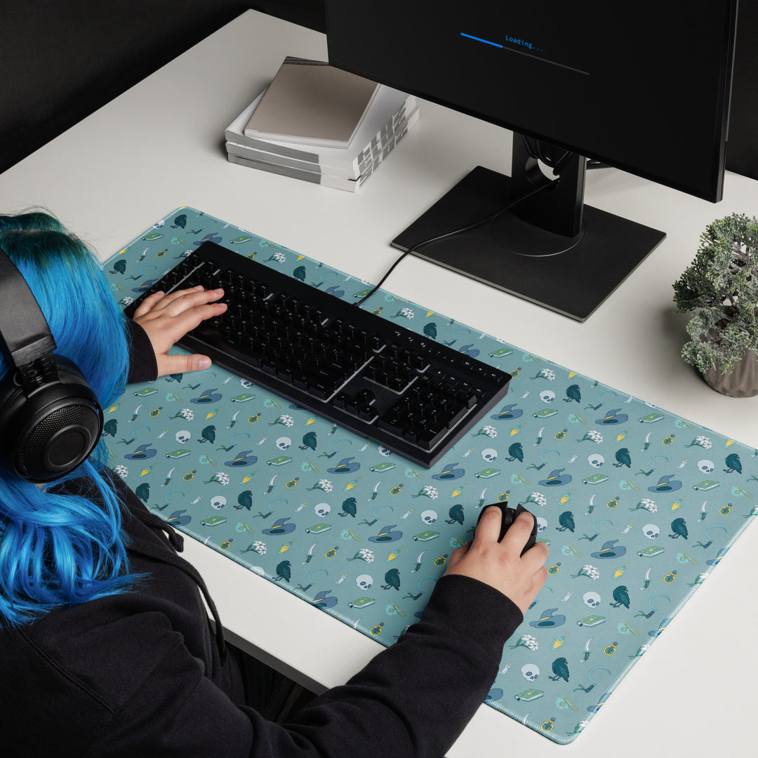 Necromancer desk mat - Geeky merchandise for people who play D&D - Merch to wear and cute accessories and stationery Paola's Pixels
