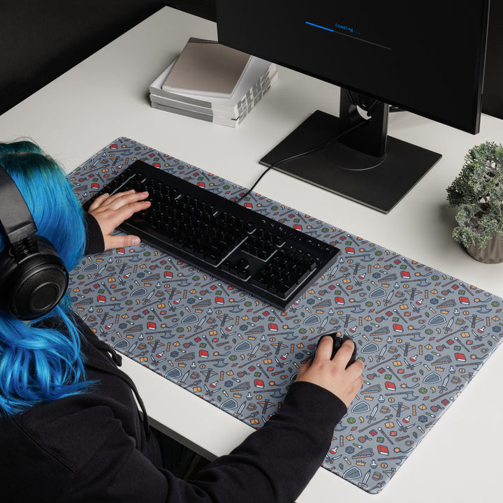 Tabletop Items desk mat - Geeky merchandise for people who play D&D - Merch to wear and cute accessories and stationery Paola's Pixels
