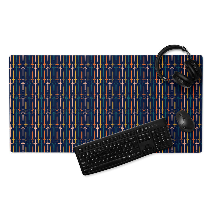 Fighter Swords desk mat - Geeky merchandise for people who play D&D - Merch to wear and cute accessories and stationery Paola's Pixels