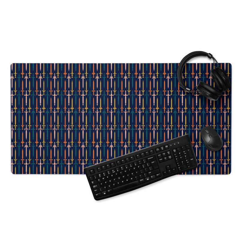 Fighter Swords desk mat - Geeky merchandise for people who play D&D - Merch to wear and cute accessories and stationery Paola&