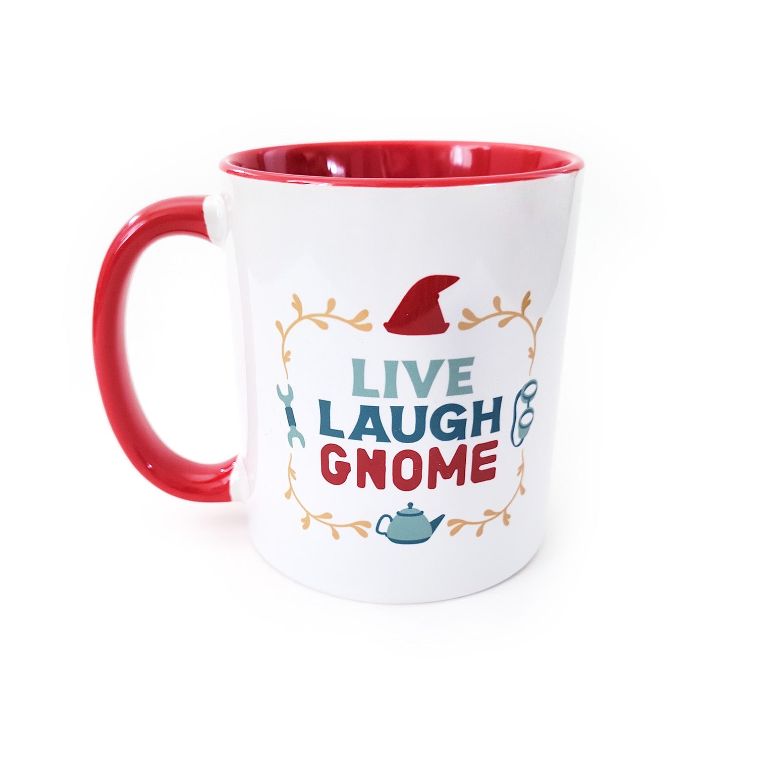 Live Laugh Gnome Mug - Geeky merchandise for people who play D&D - Merch to wear and cute accessories and stationery Paola's Pixels