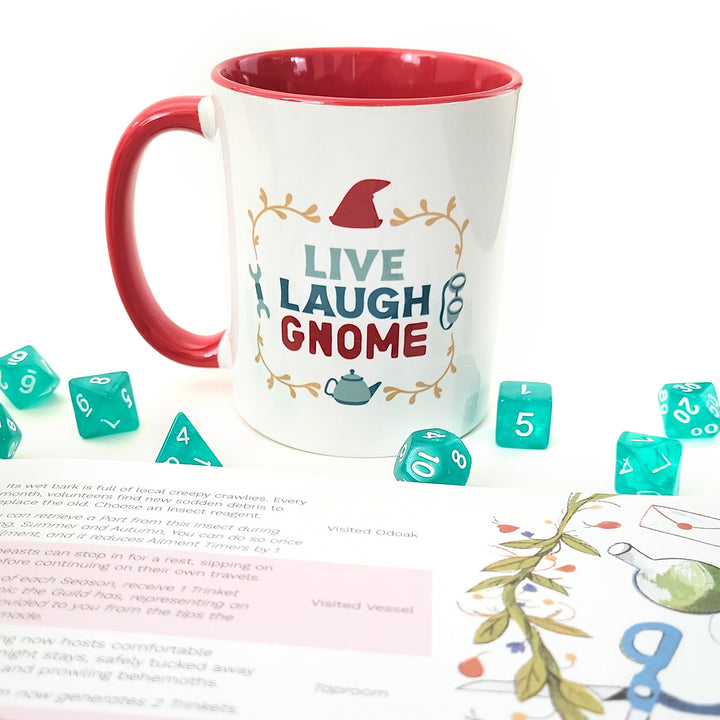 Live Laugh Gnome Mug - Geeky merchandise for people who play D&D - Merch to wear and cute accessories and stationery Paola's Pixels