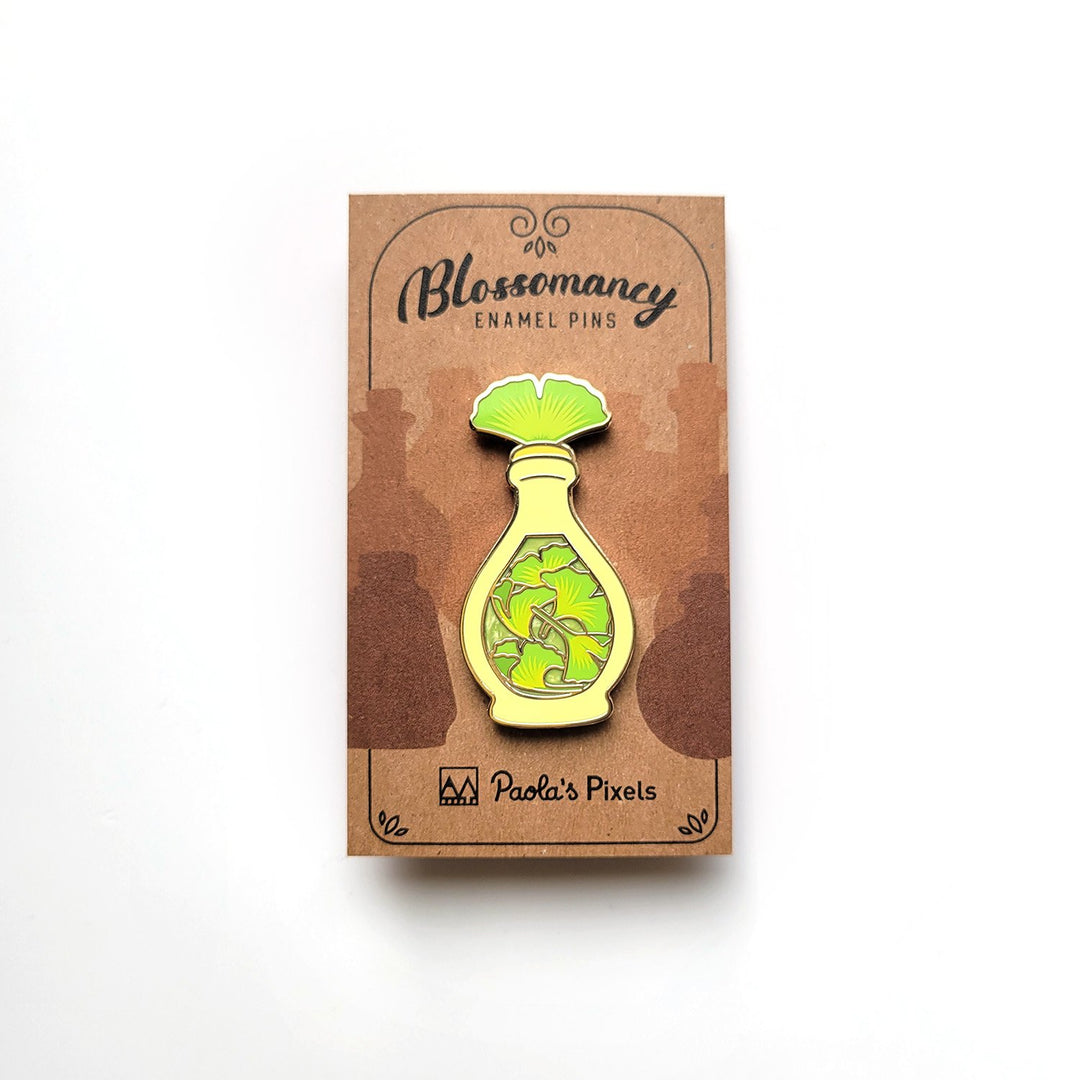 Seconds Sale! Green Ginkgo Potion Enamel Pin - Geeky merchandise for people who play D&D - Merch to wear and cute accessories and stationery Paola's Pixels