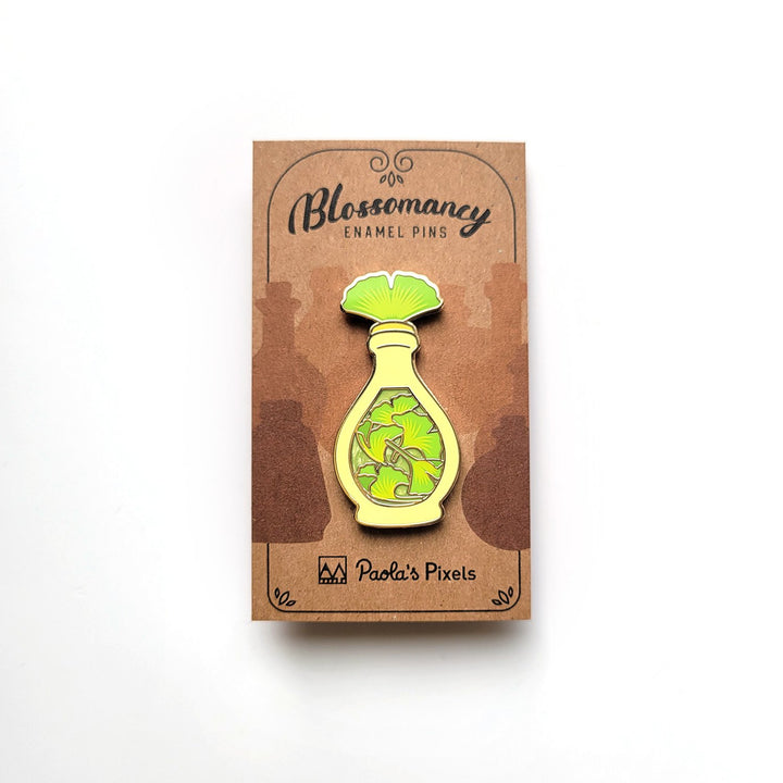 Seconds Sale! Green Ginkgo Potion Enamel Pin - Geeky merchandise for people who play D&D - Merch to wear and cute accessories and stationery Paola's Pixels