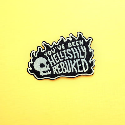 You've Been Hellishly Rebuked Patch - Geeky merchandise for people who play D&D - Merch to wear and cute accessories and stationery Paola's Pixels