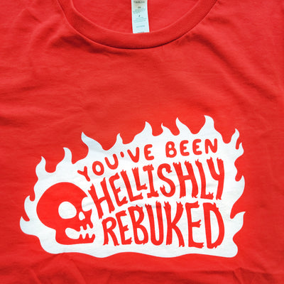You've Been Hellishly Rebuked Women's Shirt - Geeky merchandise for people who play D&D - Merch to wear and cute accessories and stationery Paola's Pixels