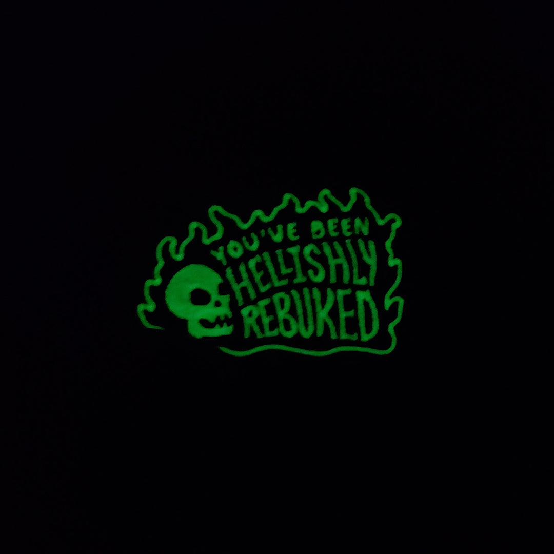 You've Been Hellishly Rebuked Patch - Geeky merchandise for people who play D&D - Merch to wear and cute accessories and stationery Paola's Pixels