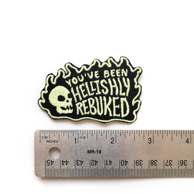 Seconds Sale! You've Been Hellishly Rebuked Patch - Geeky merchandise for people who play D&D - Merch to wear and cute accessories and stationery Paola's Pixels