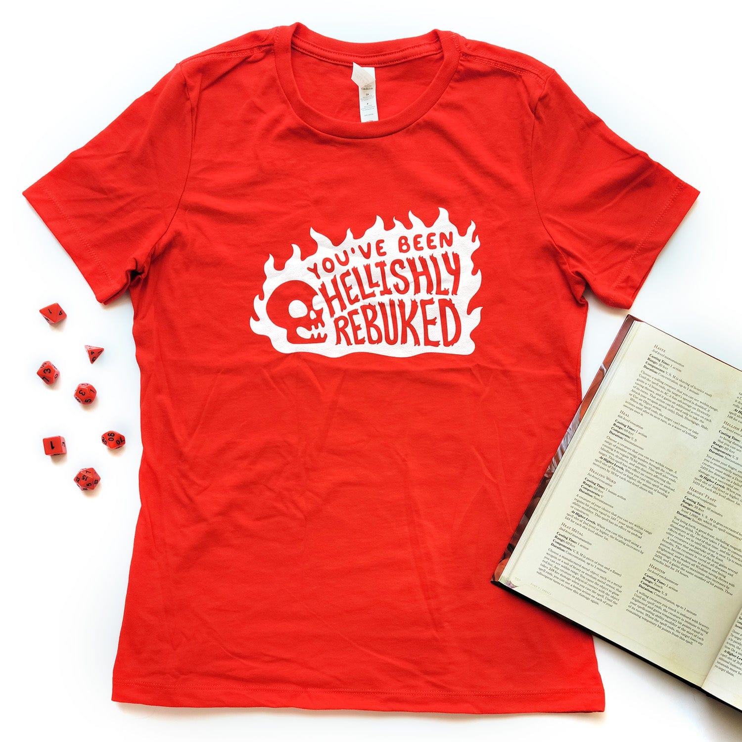 You've Been Hellishly Rebuked Women's Shirt - Geeky merchandise for people who play D&D - Merch to wear and cute accessories and stationery Paola's Pixels