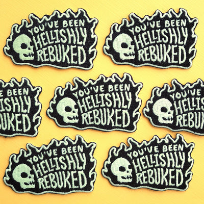 Seconds Sale! You've Been Hellishly Rebuked Patch - Geeky merchandise for people who play D&D - Merch to wear and cute accessories and stationery Paola's Pixels