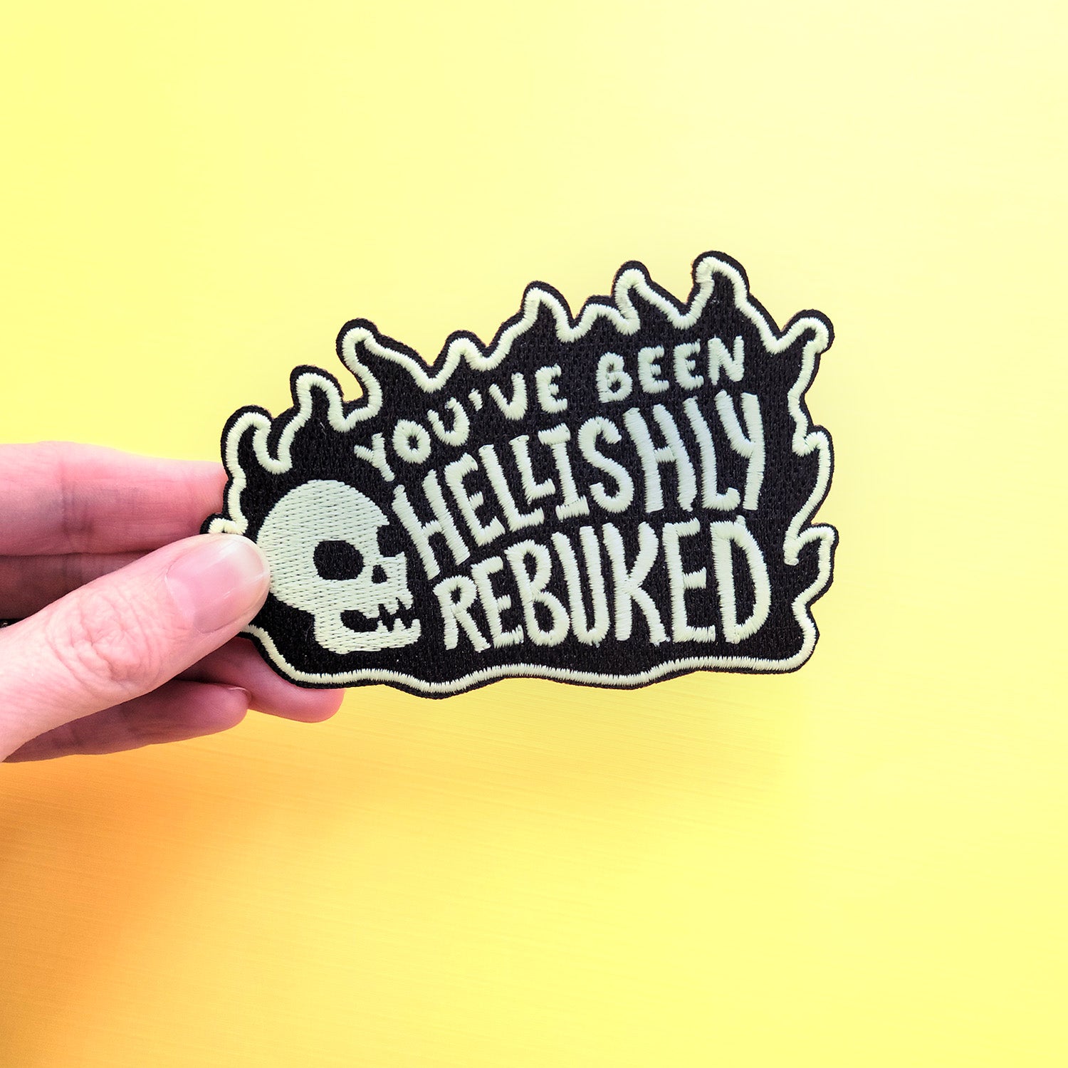 You've Been Hellishly Rebuked Patch - Geeky merchandise for people who play D&D - Merch to wear and cute accessories and stationery Paola's Pixels