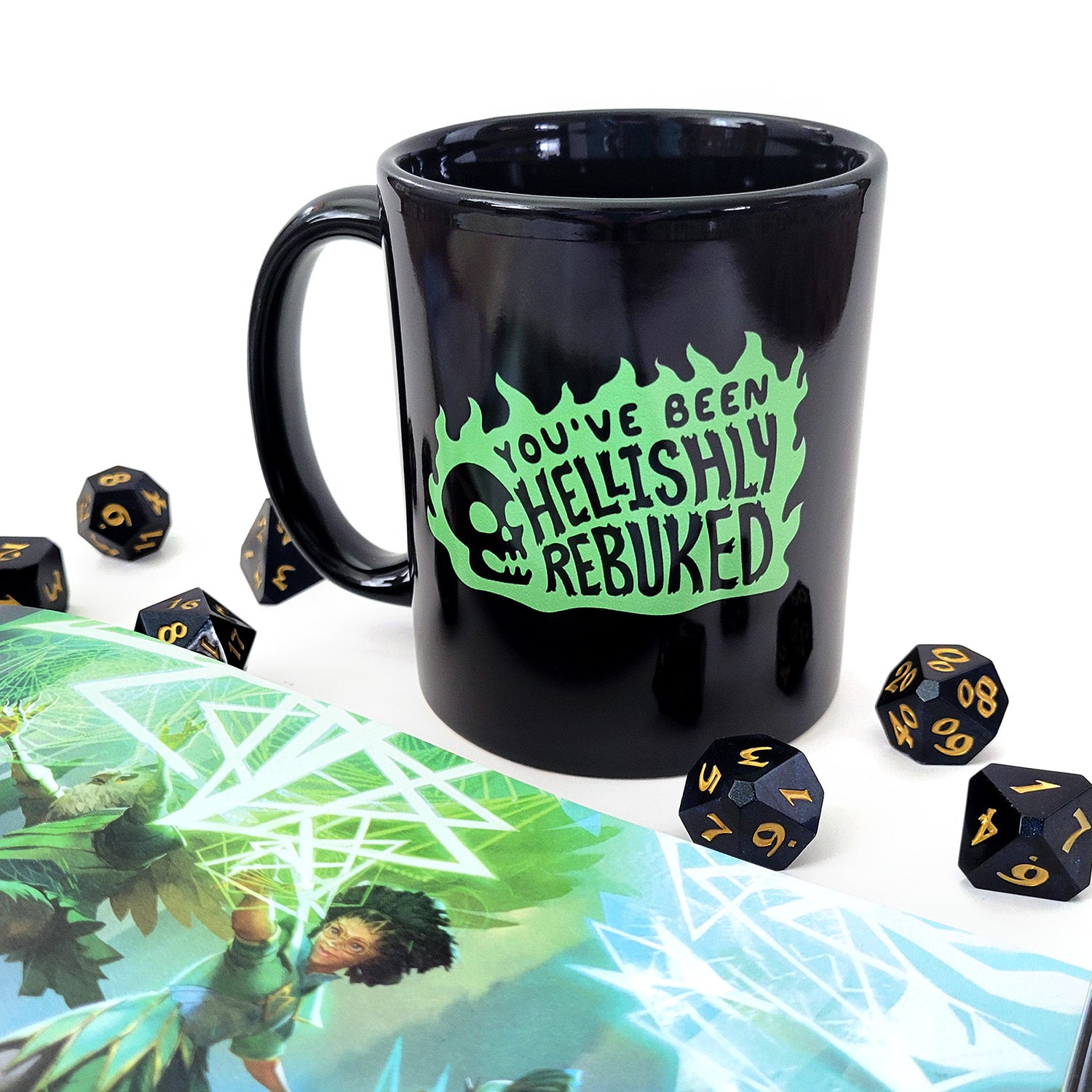 You've Been Hellishly Rebuked Mug - Geeky merchandise for people who play D&D - Merch to wear and cute accessories and stationery Paola's Pixels