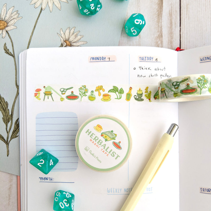 Herbalist Washi Tape - Geeky merchandise for people who play D&D - Merch to wear and cute accessories and stationery Paola&