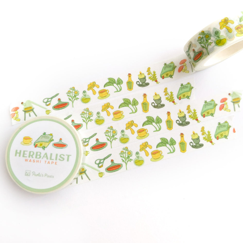 Herbalist Washi Tape - Geeky merchandise for people who play D&D - Merch to wear and cute accessories and stationery Paola's Pixels