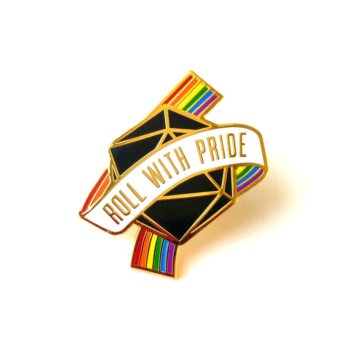 Roll with Pride Pin - Geeky merchandise for people who play D&D - Merch to wear and cute accessories and stationery Paola's Pixels