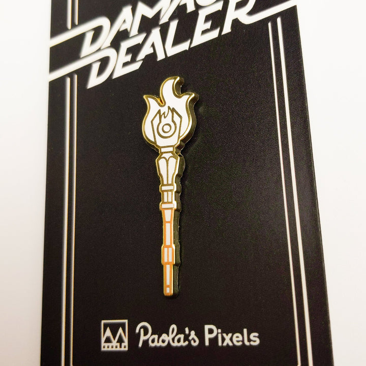 Staff of Fire Pin - Geeky merchandise for people who play D&D - Merch to wear and cute accessories and stationery Paola's Pixels