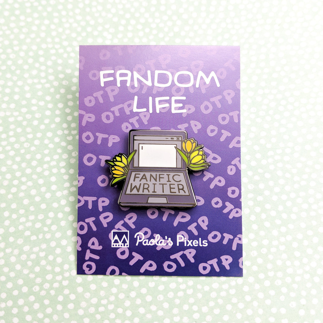 Seconds Sale! Fanfic Writer Enamel Pin - Geeky merchandise for people who play D&D - Merch to wear and cute accessories and stationery Paola's Pixels
