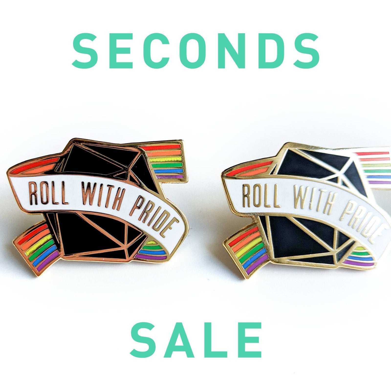 Seconds Sale! Roll with Pride Enamel Pin - Geeky merchandise for people who play D&D - Merch to wear and cute accessories and stationery Paola's Pixels